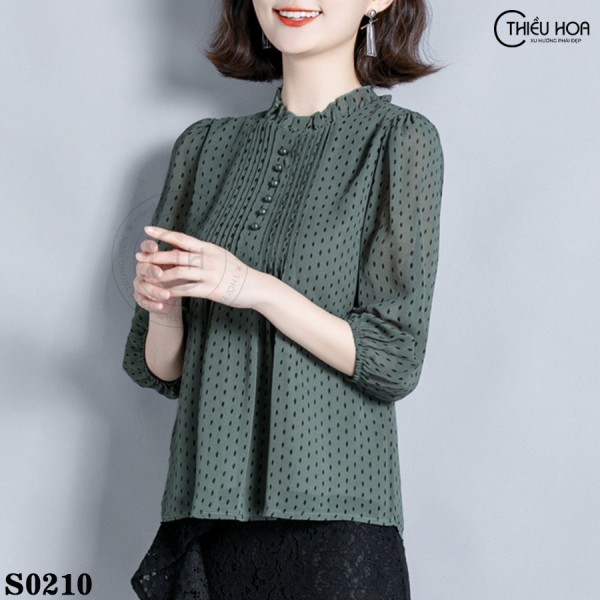 Áo Voan Trung Niên Tay Lỡ Phối Sang Trọng Thiều Hoa S0210