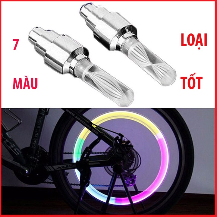 Đèn led gắn van xe đạp xe máy thể thao siêu sáng 7 màu phát sáng khi chuyển bánh