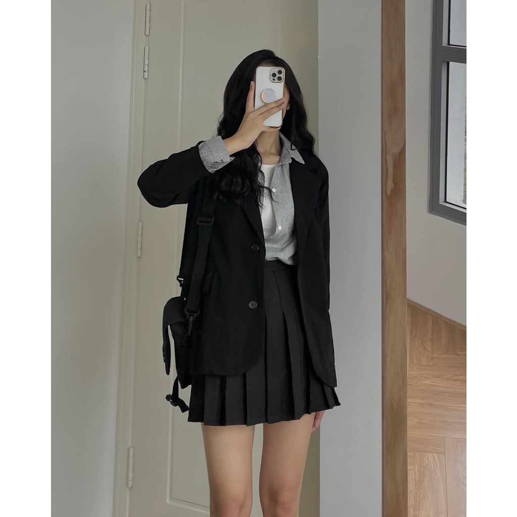 Áo Blazer Nữ Dài Dáng Vest Cao Cấp Form Suông Hàn Quốc NinaStore