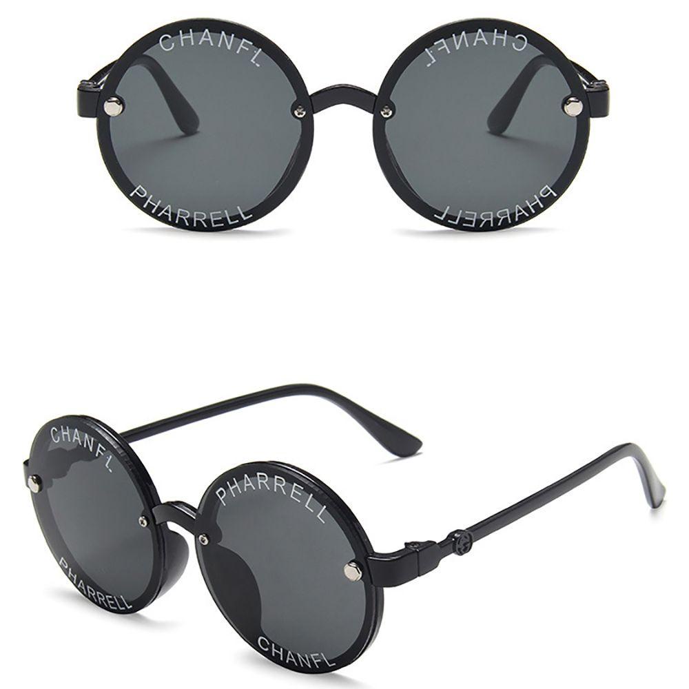 Kính Mát Gọng Tròn In Chữ Thời Trang Dành Cho Bé Trai