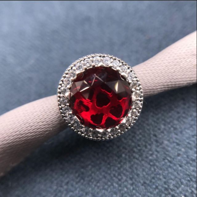 Hạt charm Radiant màu đỏ bạc 925 (vừa tất cả các vòng tay)