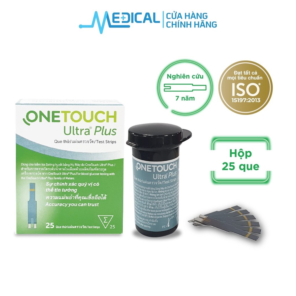 Que thử đường huyết ONETOUCH Ultra Plus 25 que/hộp date xa chính hãng - MEDICAL