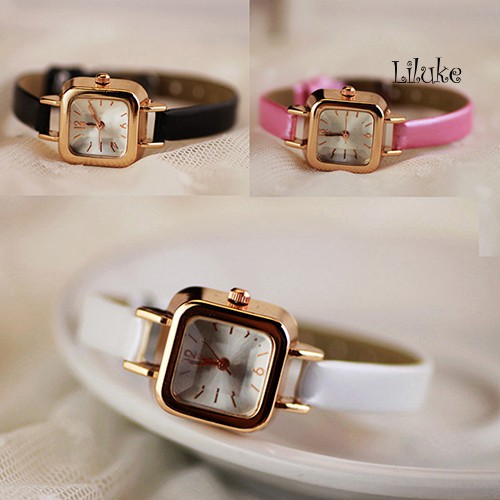Đồng Hồ Đeo Tay Nữ Mặt Vuông Dây Giả Da Thời Trang