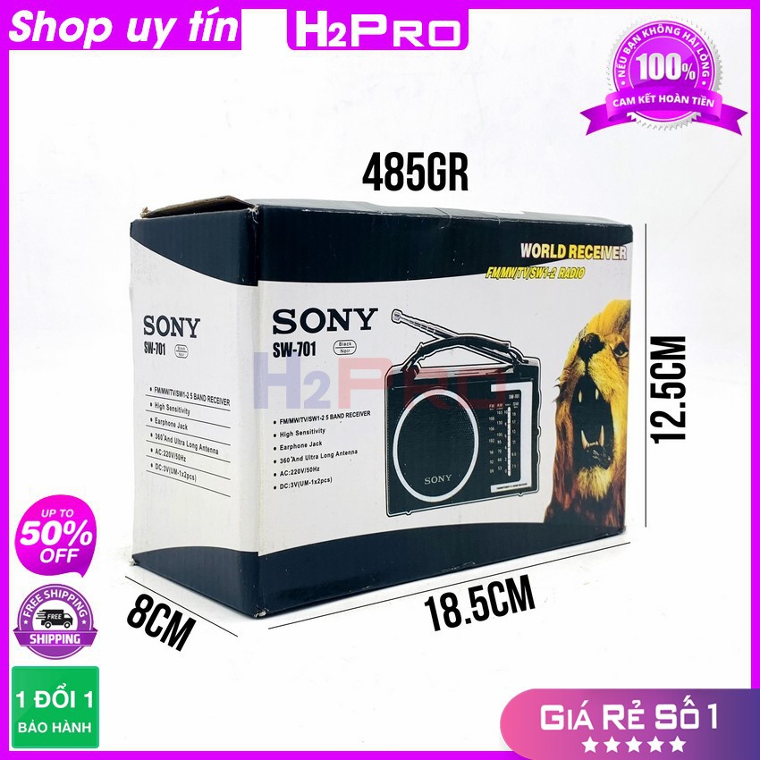 Đài Radio Sony Sw-701 5 Band Fm-Tv-Am-Sw1-2 Sóng Khỏe, Đài Radio Cho Người Già Dễ Dùng, Điện 220V-2 Pin Đại-H2Pro Audio