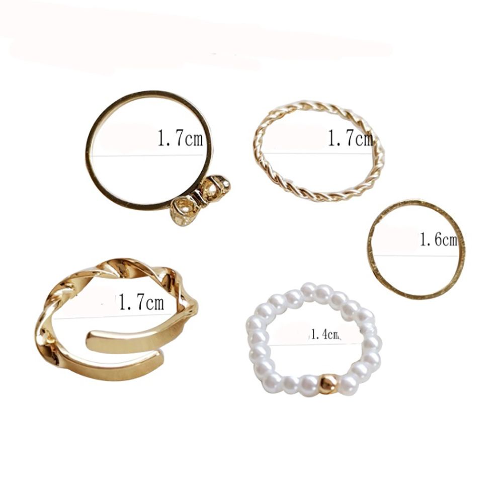 Bộ nhẫn hợp kim hình bướm đính ngọc trai đơn giản cho nữ