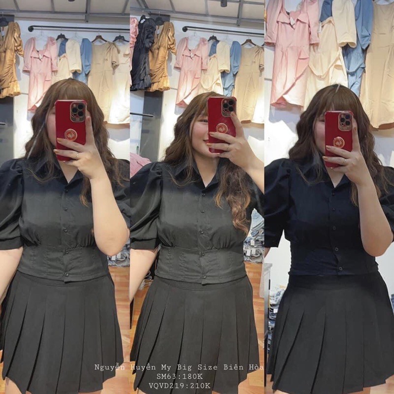 ÁO SƠ MI BIGSIZE DẠNG CROPTOP NGANG RỐN 60-90kg (có size)