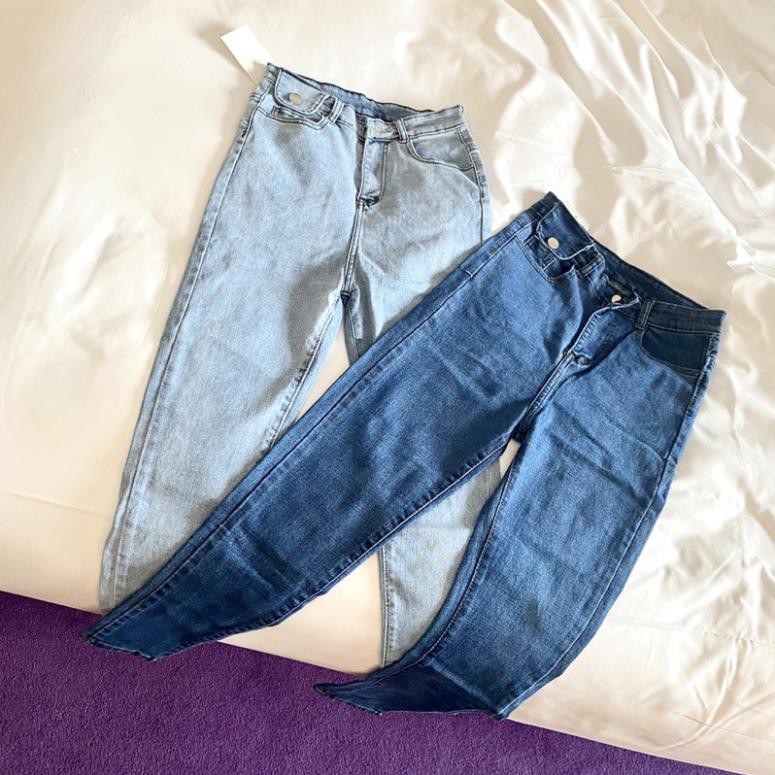 QUẦN JEANS TRƠN ỐNG BÓ LƯNG CAO QUẦN BÒ NỮ