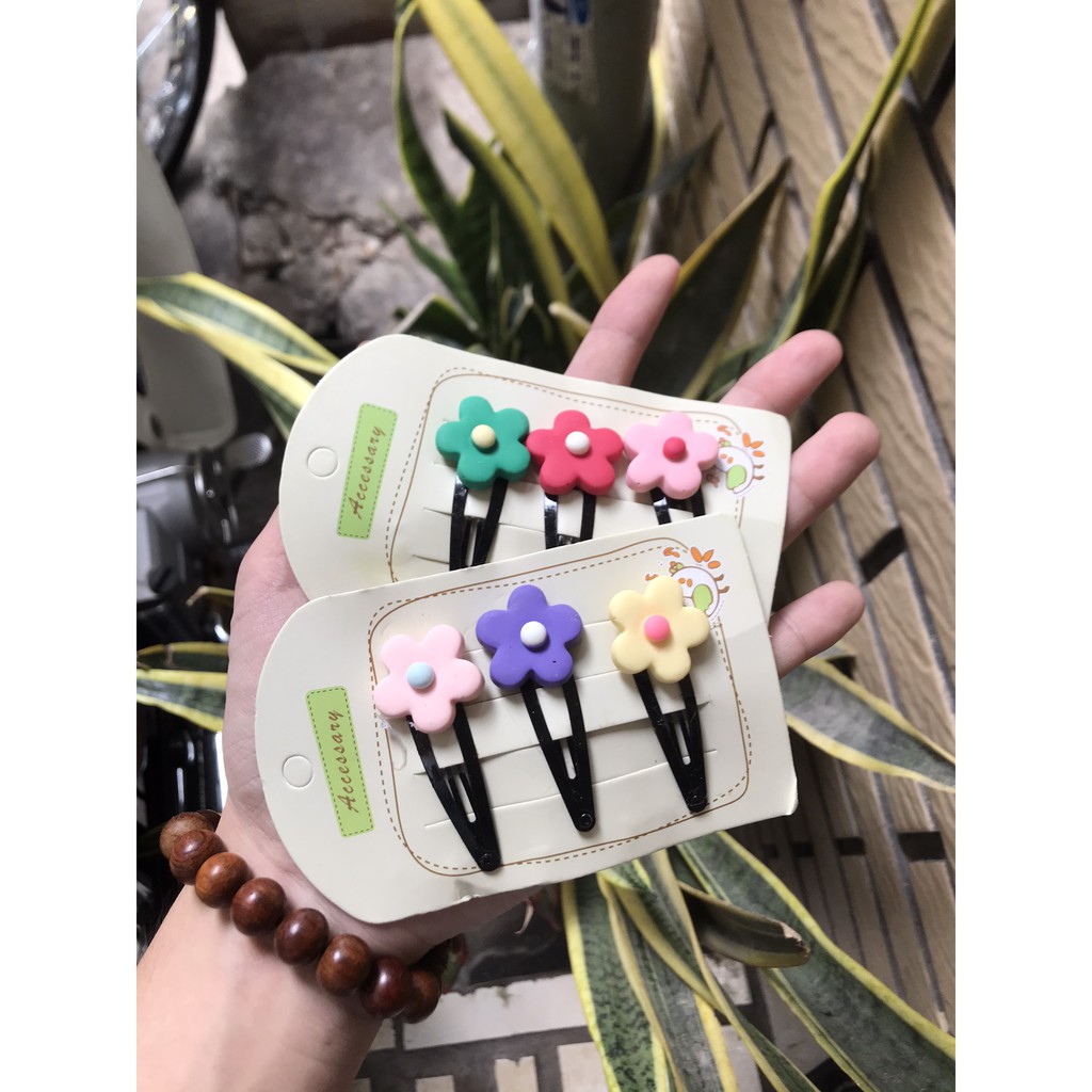 Set 3 kẹp mái hoa mai đủ màu xinh xắn DTOnline