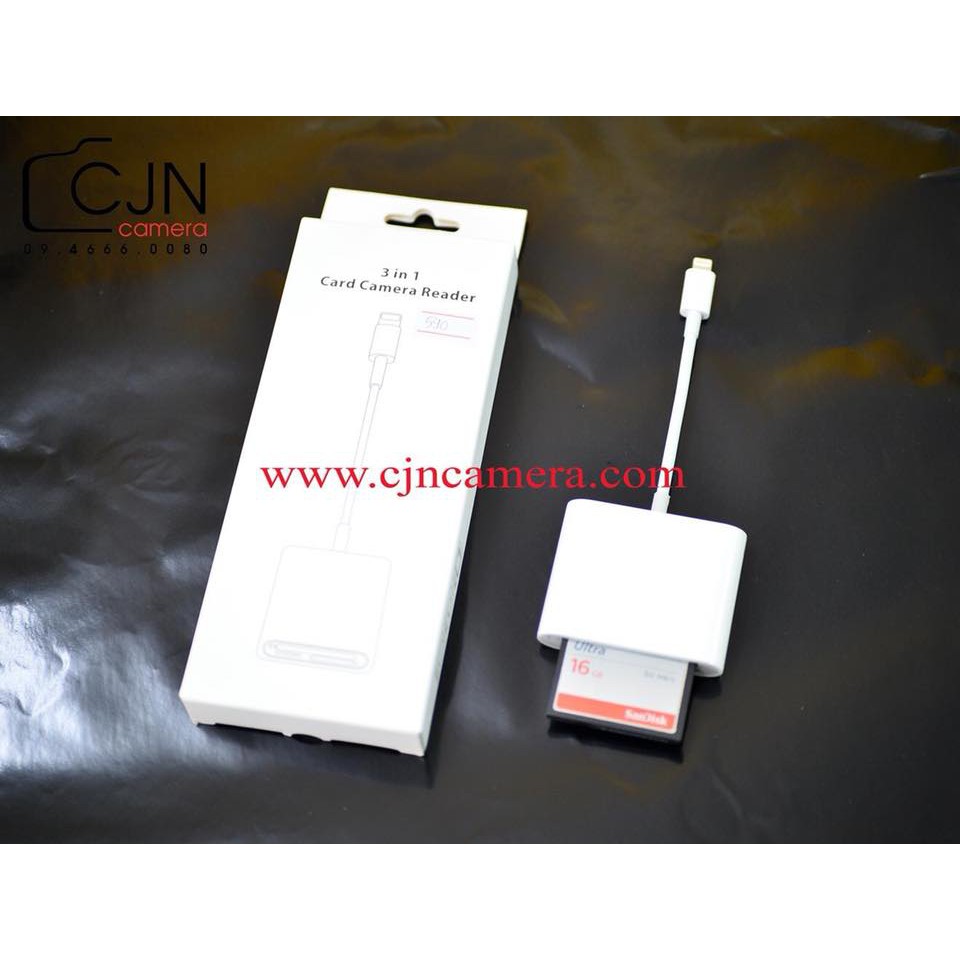 Đầu Đọc Thẻ SD, CF 3in1 Sang Iphone