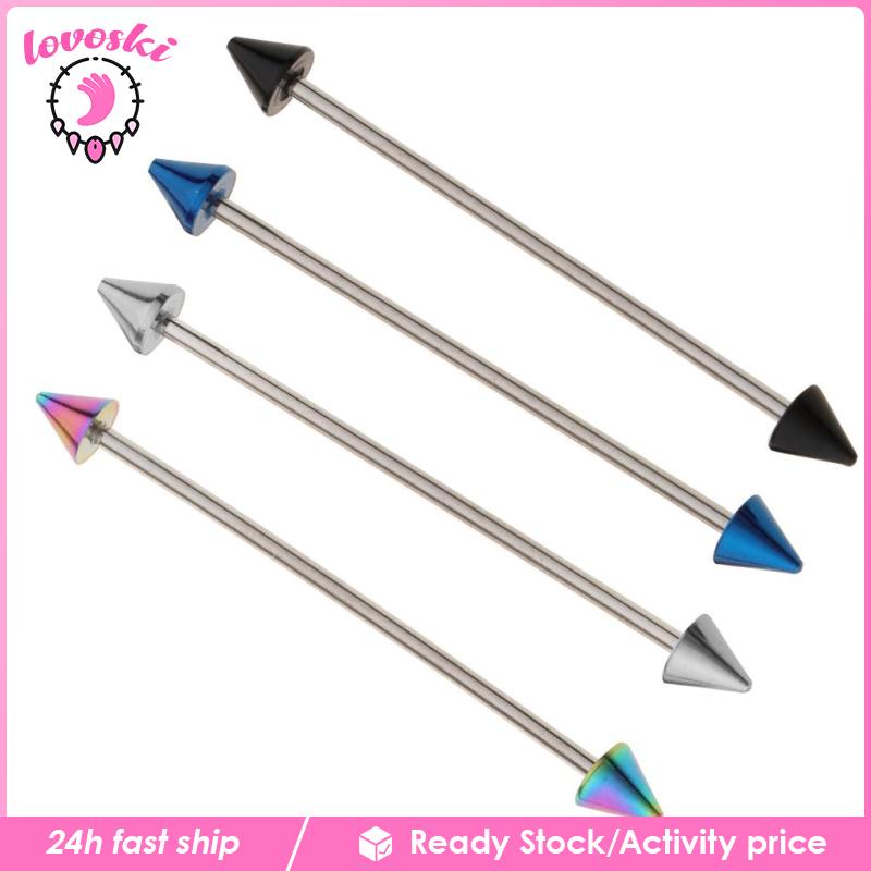 [Lovoski] Set 4 Khuyên Tai Đinh Tán Hình Mũi Tên 14G Thanh Tạ Công Nghiệp 47mm