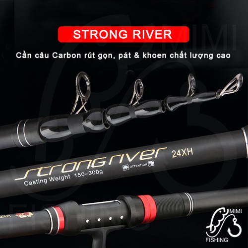 Bộ cần câu rút carbon chất lượng cao Strong River 2m4 + Máy câu full kim loại QE-QIDA 3000