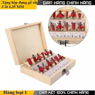 Mũi phay gỗ 12 chi tiết 6,35mm; Bộ mũi soi gỗ 12 chi tiết; Bộ phay; bộ mũi phay; bộ mũi router