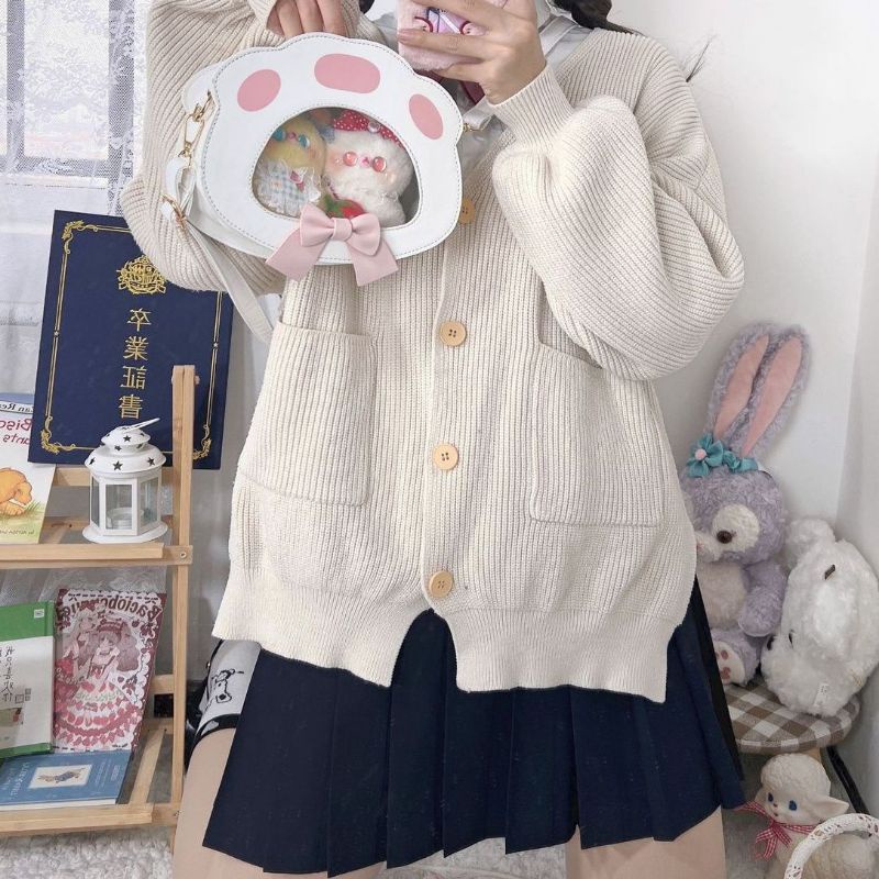 Túi đeo chéo itabag hình chân mèo da PU trong suốt dễ thương instagram jk lolita