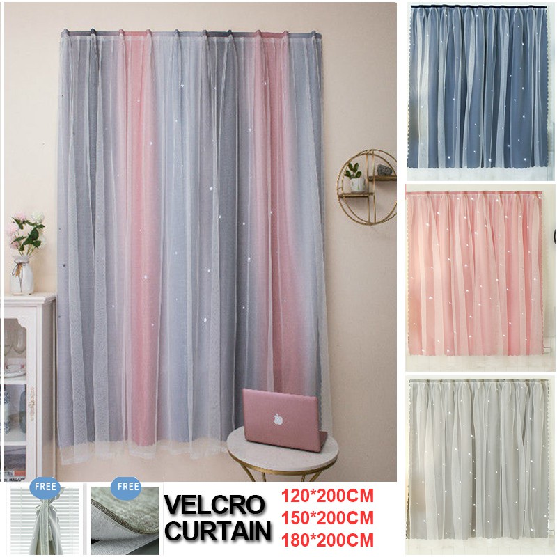 Rèm che cửa sổ tự dính in họa tiết ngôi sao cỡ lớn trang trí phòng ngủ