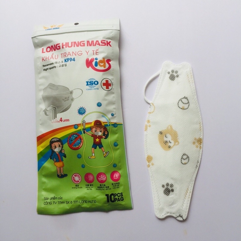 Khẩu trang cho bé KF94, túi 10 chiếc khẩu trang trẻ em kháng khuẩn 4D nhiều hoạ tiết đáng yêu Mẹ Bắp Shop