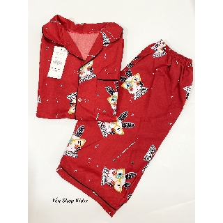Bộ pijama lửng cho nữ chất kate thái