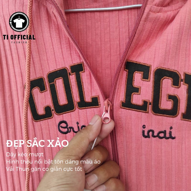 Áo khoác nữ vải thun gân siêu mát có nón to và tay xỏ ngón