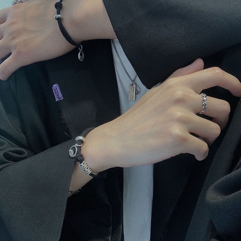 1 Cặp Vòng Tay Dây Bện Mặt Hình Ngọn Núi Và Đại Dương Từ Tính