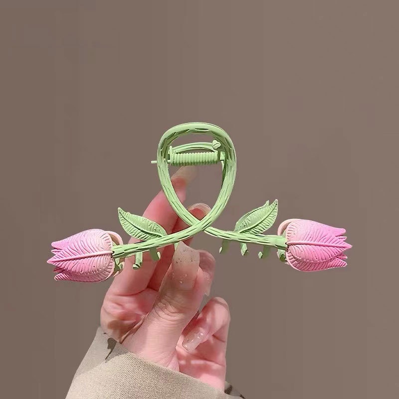 Kẹp Tóc Hoa Tulip / Cá Mập / Cá Mập Bằng Kim Loại Kiểu Hàn Quốc Thời Trang Lãng Mạn