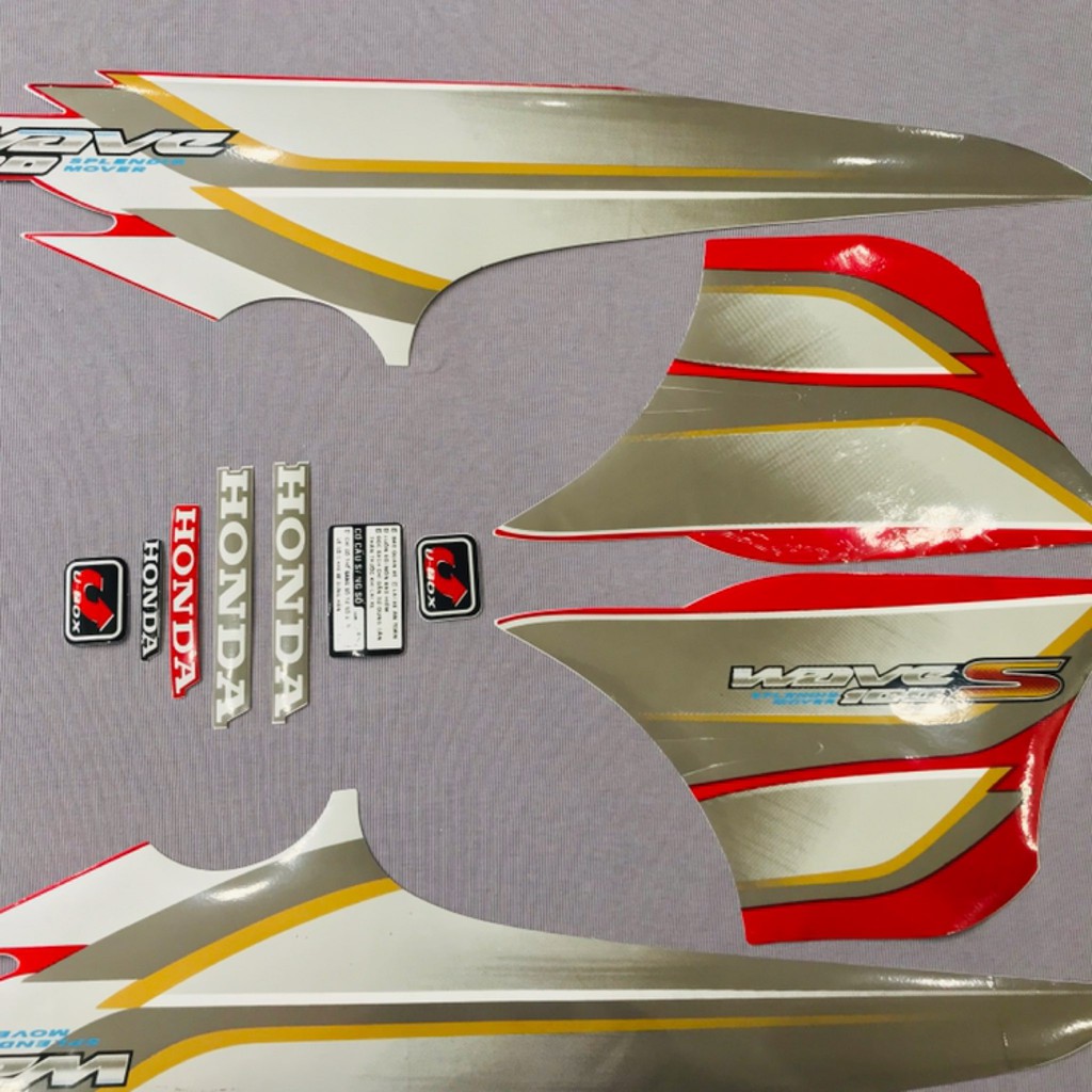 Trọn bộ tem rời dán xe máy Honda Wave S 100 màu đỏ