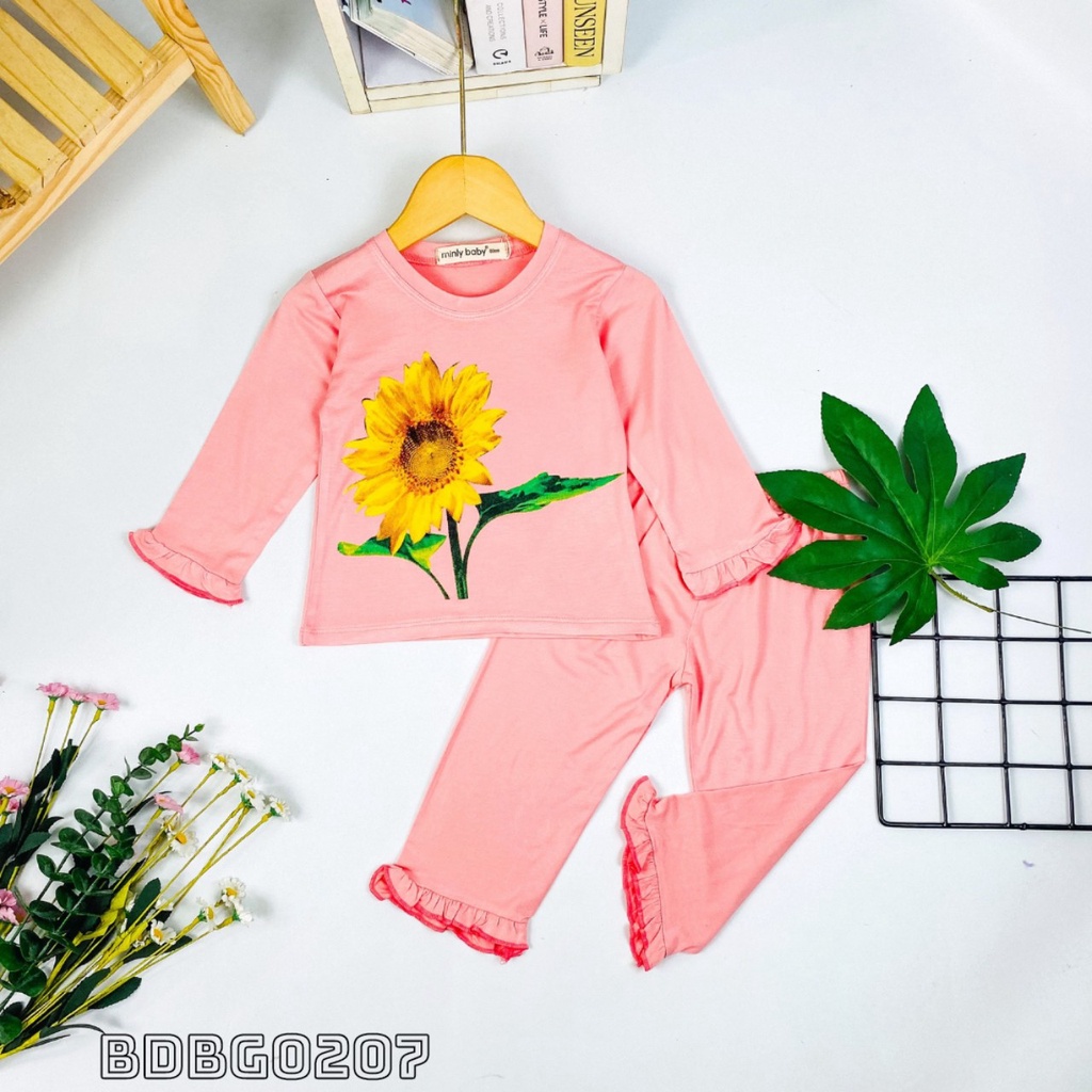 [BÉ 7-28KG] Đồ bộ cho bé gái vải thun lạnh Size 80-170, hàng chính hãng Minlybaby - UnibabyStore -DBG1107