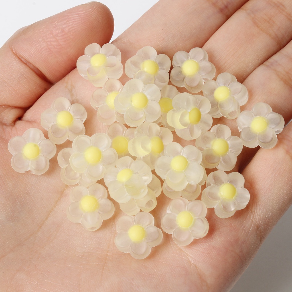 Bộ 30/60 hạt nhựa trong suốt hình hoa dùng làm trang sức thủ công