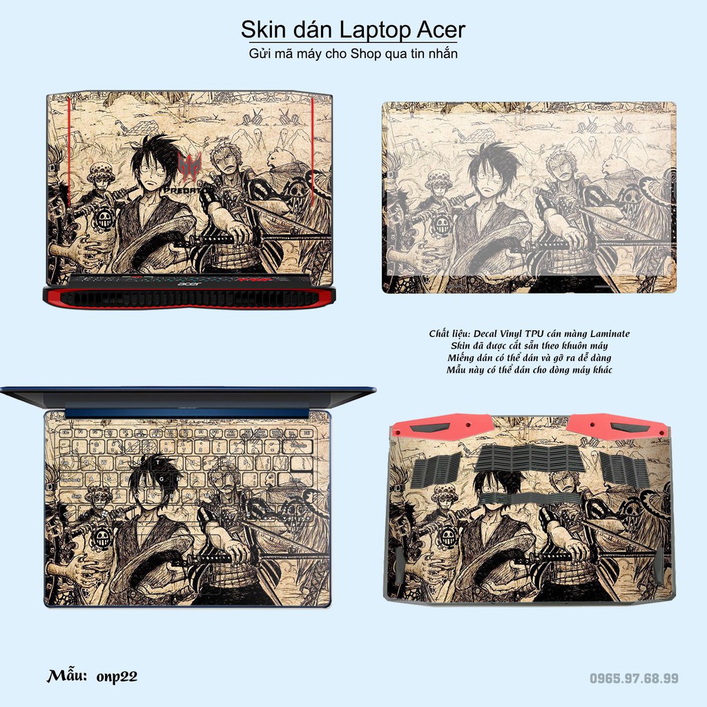 Skin dán Laptop Acer in hình One Piece nhiều mẫu 21 (inbox mã máy cho Shop)