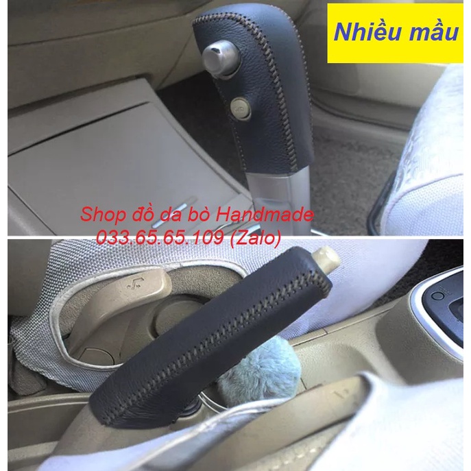Bọc cần số phanh tay Nissan Livina số tự động bằng da bò thật, hàng loại 1, bảo hành 12 tháng