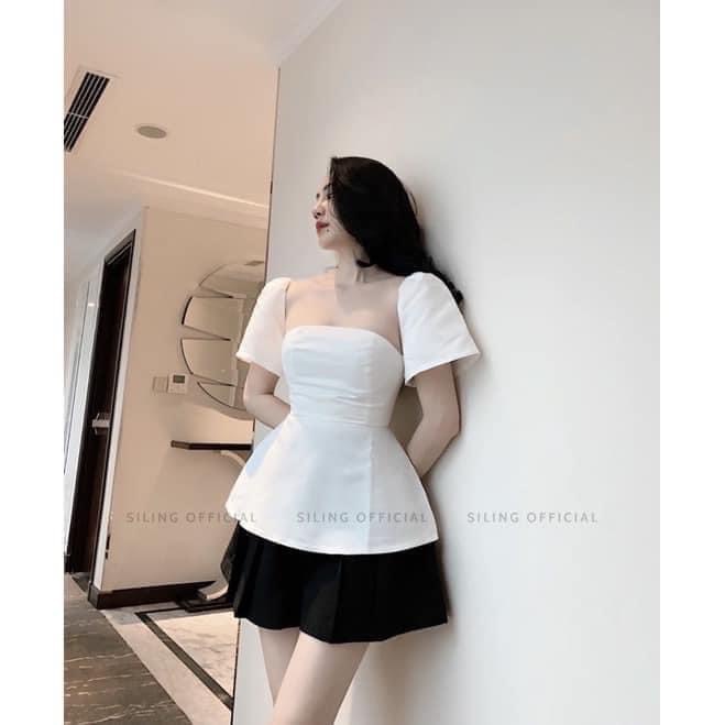 LEENA BIGSIZE - Áo Bigsize Nữ , Áo Kiểu Peplum Cổ Vuông Chất Phi Hàn Cao Cấp Che Khuyết Điểm Dành Cho Người Mập 50-90kg