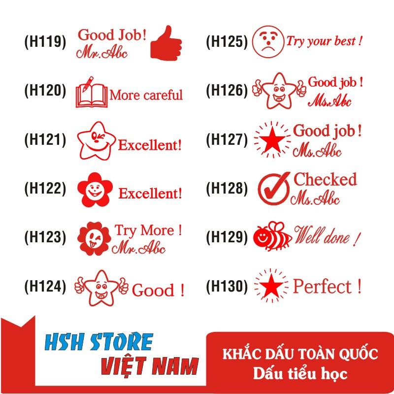 Con dấu logo tiểu học (Logo + Tên tiếng anh) thương hiệu Shiny S842 (H119-130)