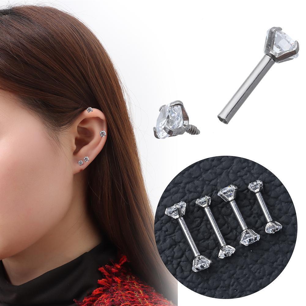 Khuyên Tai Thép Phẫu Thuật BORAG Tragus|Khuyên Xỏ Tai Prong CZ Tragus Helix
