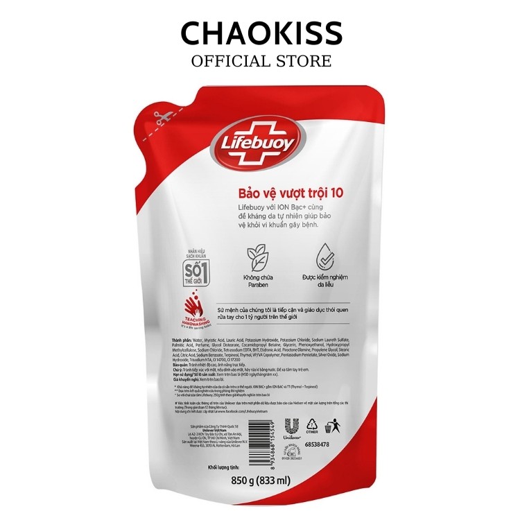 Sữa tắm Lifebuoy bảo vệ khỏi vi khuẩn và chăm sóc da 800gr