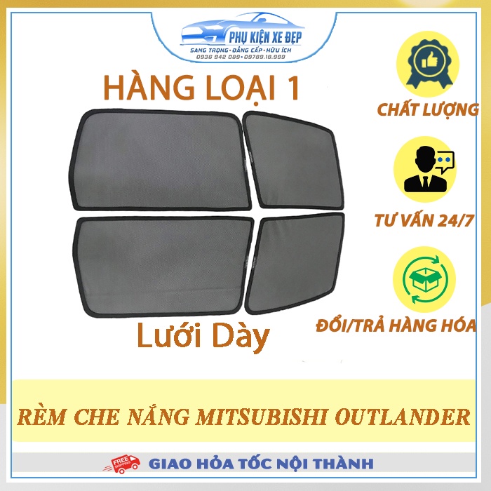 Rèm che nắng ô tô NAM CHÂM theo xe Mitsubishi Outlander ⚡ HÀNG LOẠI 1 - LƯỚI DÀY ⚡ - Combo 4 tấm - VIỆT NAM SẢN XUẤT