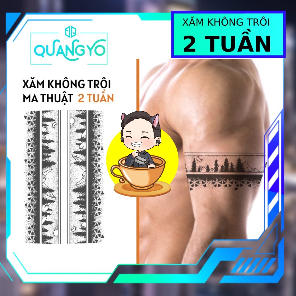 Hình xăm cuốn cánh tay, quấn cổ tay, khu rừng ban đêm mặt trăng, mặt trời, Xăm giống Inkaholic