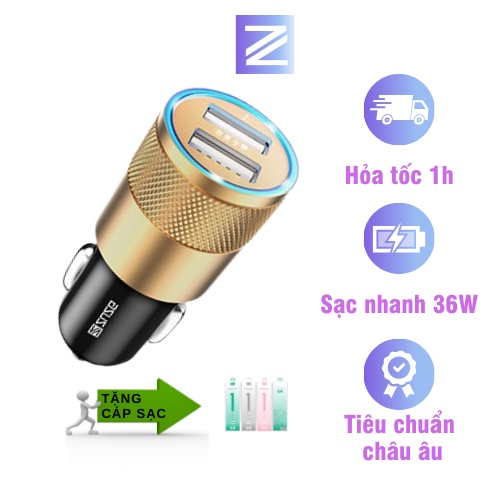 Tẩu sạc ô tô sạc nhanh 36W cao cấp chính hãng ZUZG C02Q