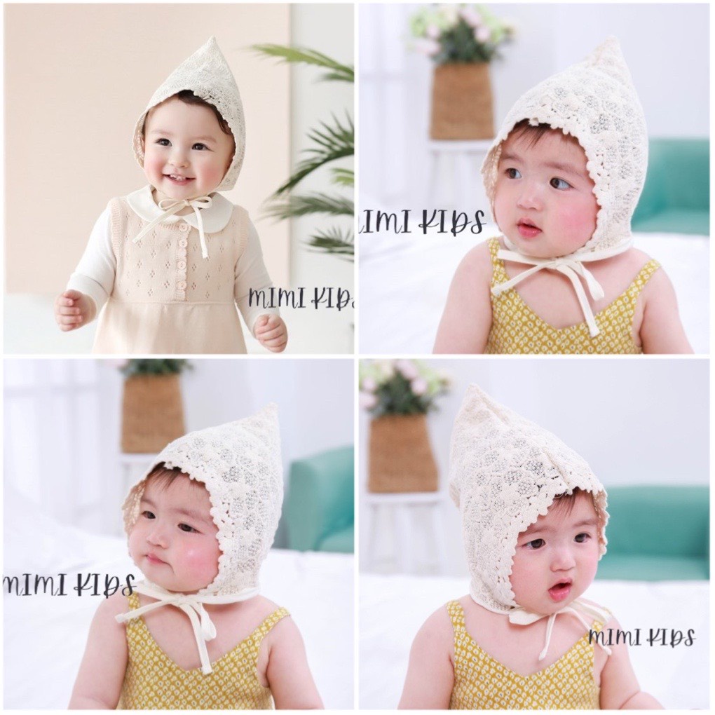 Mũ tiểu thư ren xinh xắn phong cách Hàn Quốc cho bé gái 6-18m Mimi Kids MTT29