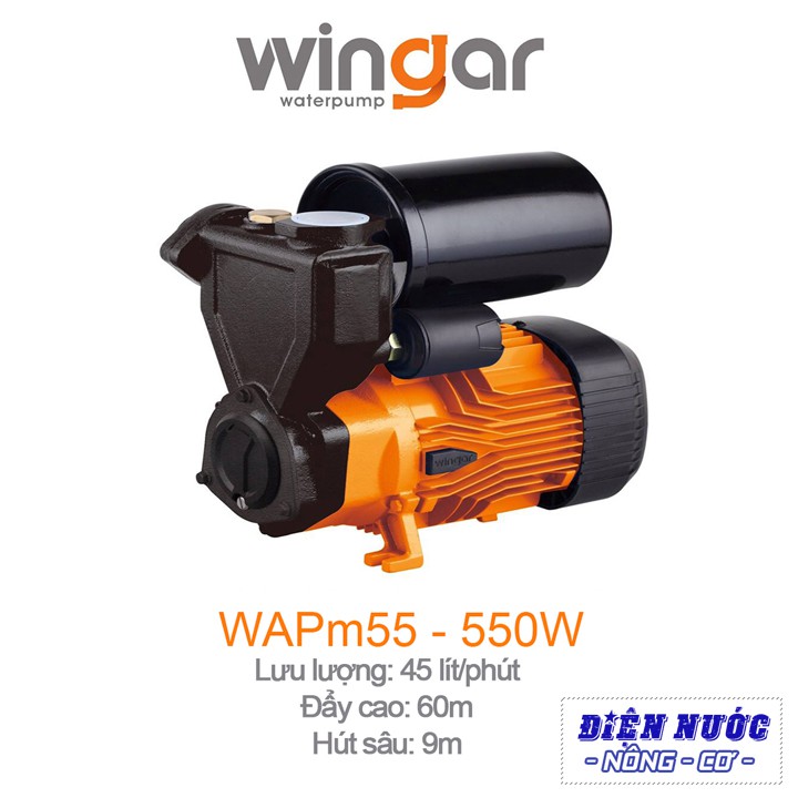 Máy bơm tăng áp WINGAR WAPm55 - 550W máy bơm áp lực, máy bơm đẩy cao, bơm tăng áp máy giặt, tăng áp nước nóng...