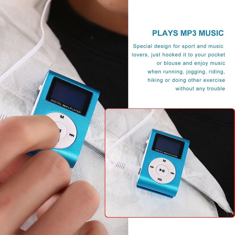 PK MX-801 Mini Digital MP3 Multimedia Player with LCD Display & Clip & TF Reading