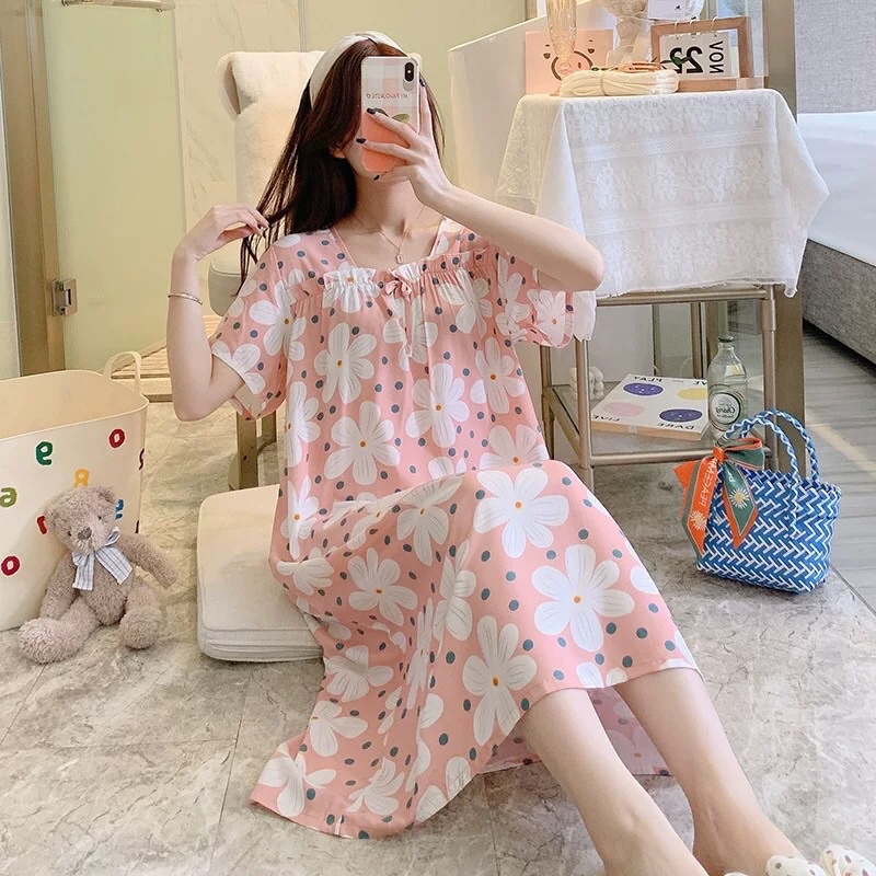 Váy mặc nhà, váy bầu lanh lụa cotton tự nhiên cực nhẹ mát, mềm mịn