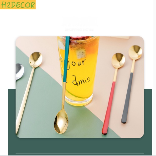 Thìa cafe, thìa cán dài nhiều màu sắc cao cấp - H2decor