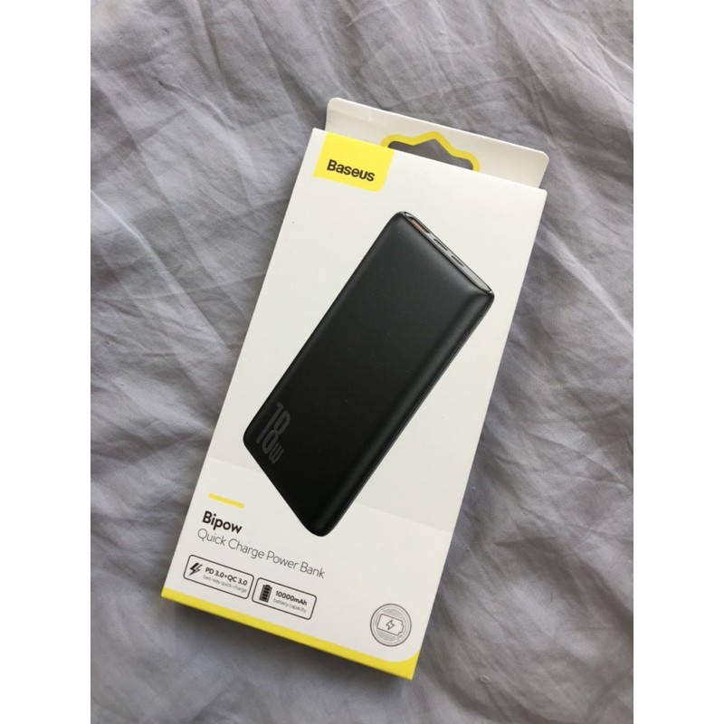 Cục sạc dự phòng Baseus Bipow Quick Charge Power Bank màu Đen 10000mAh PD/QC 18W