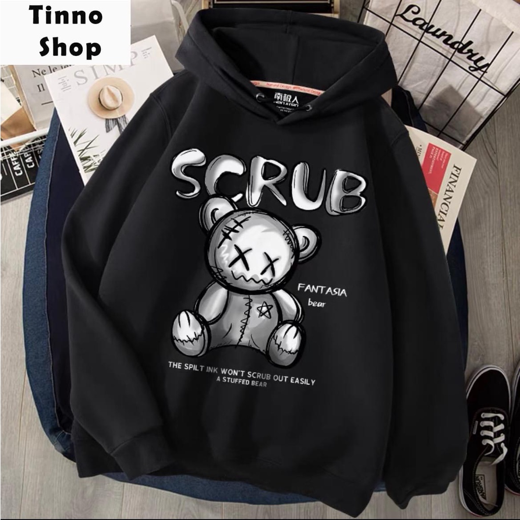ÁO HOODIE IN HÌNH GẤU BÔNG SCRUB