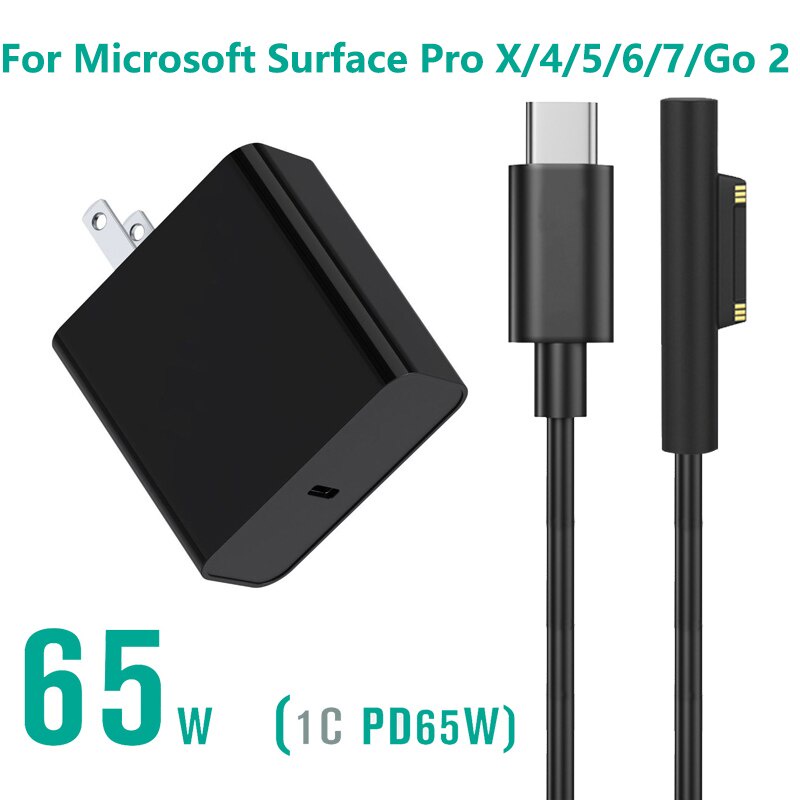 Bộ sạc USB C 15V 4A 65W cho Microsoft Surface Pro 4 Pro 5 Pro 6 Pro 7 Pro X 65W