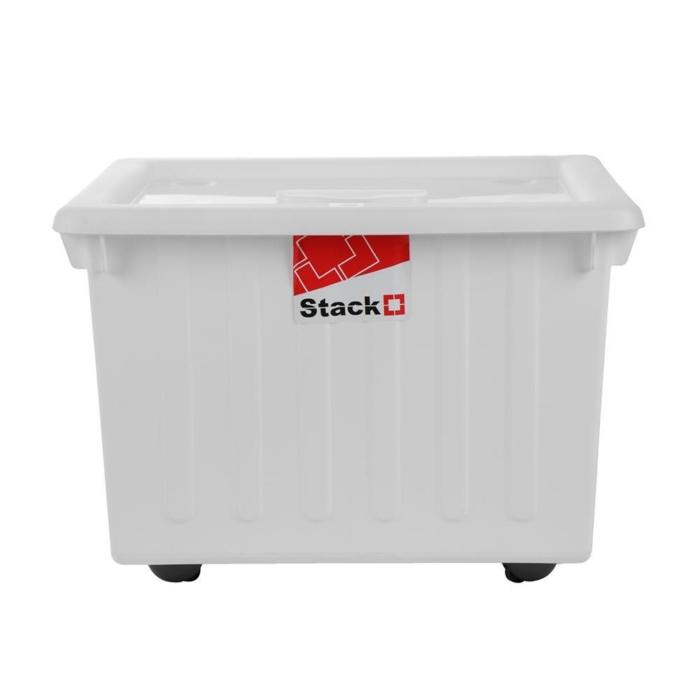 HomeBase STACKO Thùng nhựa đựng đồ đa năng có nắp có bánh xe 37.5L Thái Lan FRIENDLY W43xH30xD43cm màu trắng