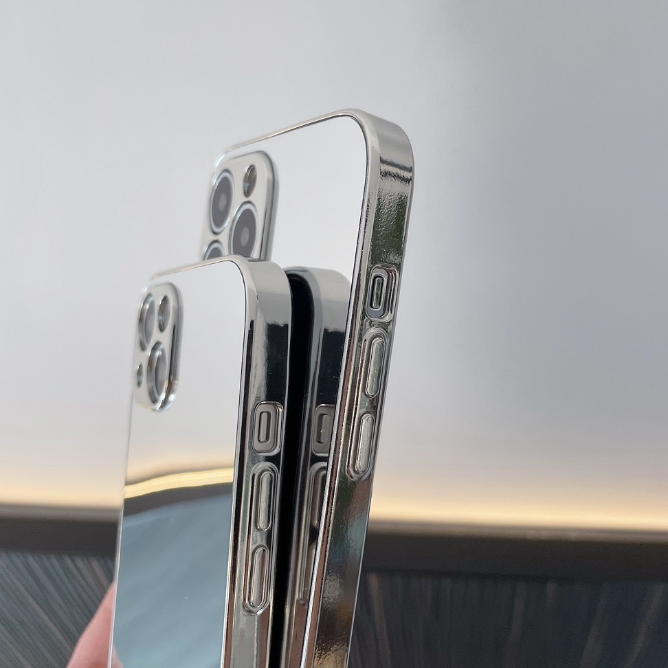 Ốp Điện Thoại Tráng Gương Viền Bạc In Logo Thời Trang Cho Iphone 14 13 12 11 Pro Max X XR XS Max 7 8 Plus