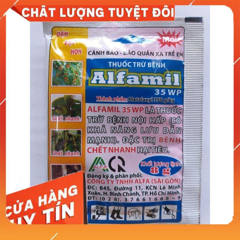 Thuốc trừ bệnh cây trồng Alfamil 35wp chết nhanh, chết hắt, thối lá, đốm lá, thối thân, thối gốc