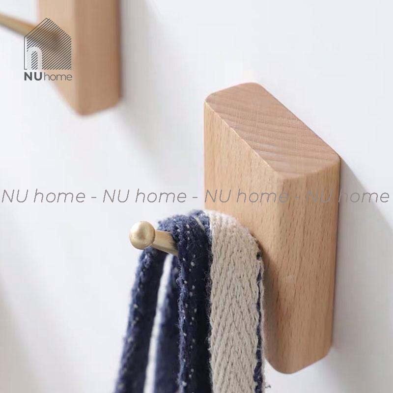 nuhome.vn | Móc gỗ treo quần áo móc kim loại mạ crom bền màu gắn tường tiện dụng, phong cách đơn giản