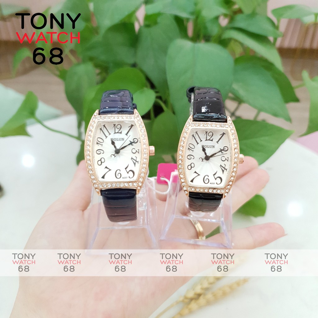 Đồng hồ nữ dây da đeo tay bầu dục đá viền vàng chính hãng Bolun thời trang đẹp giá rẻ | BigBuy360 - bigbuy360.vn