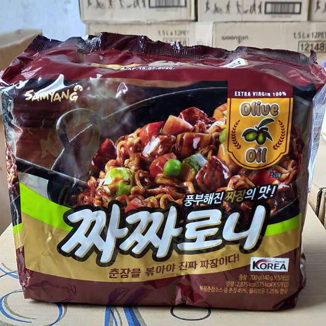 (ComBo 5 Gói) MÌ TRỘN TƯƠNG ĐEN Dầu Oliu SAMYANG 140g HÀN QUỐC