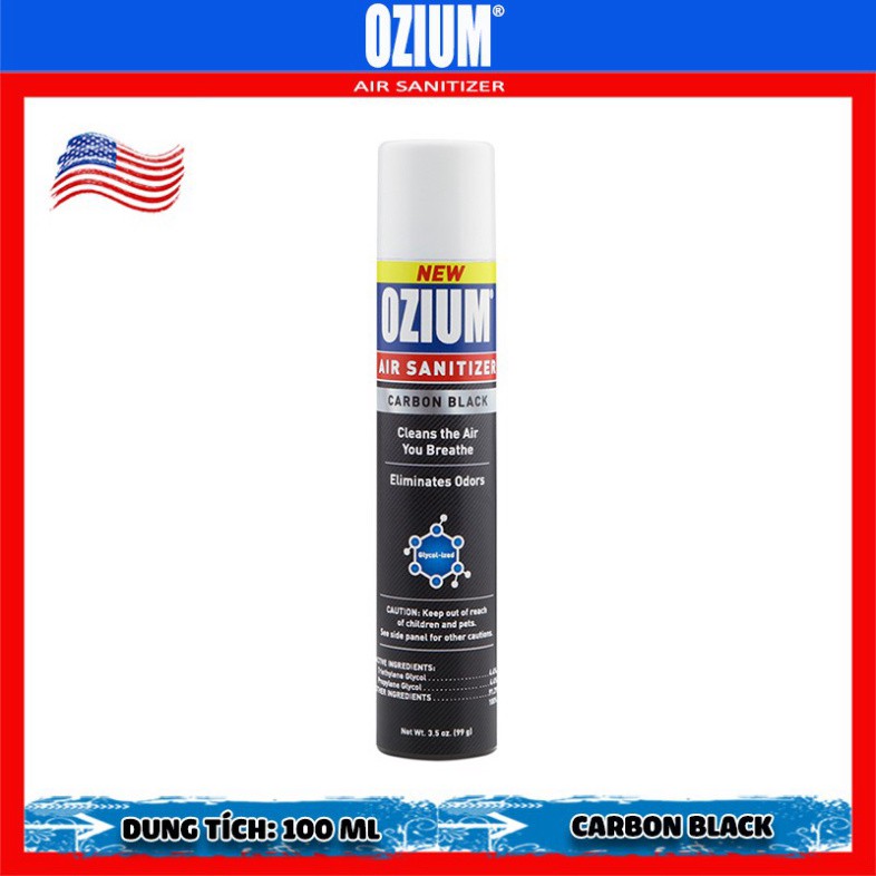 Xịt khử mùi diệt khuẩn ô tô Ozium 3.5 oz (100 ml) Carbon Black